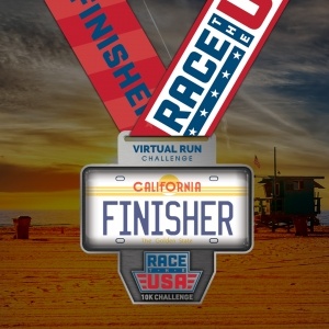 Race the USA Virtual Run 10k Challenge California Finisher Medal