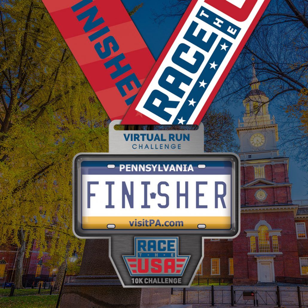 Race-the-USA-Pennsylvania-Finisher-Medal-Instagram Race the USA Virtual Run 10k Challenge Pennsylvania Finisher Medal