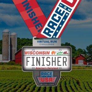 Race the USA Virtual Run 10k Challenge Wisconsin Finisher Medal